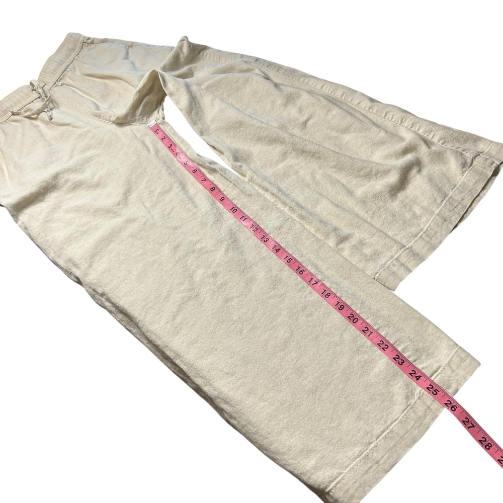 Roxy Linen Blend Pull On Pants Cream Wide Leg Beach Coastal Women’s Small - Picture 13 of 15